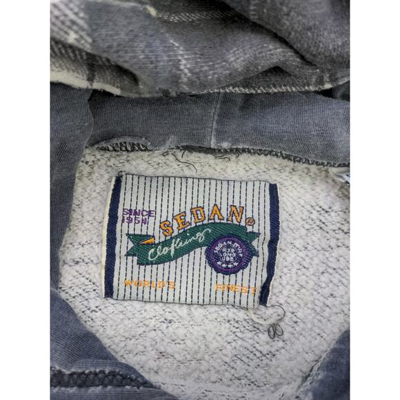 Mens Sedan Clothing Hoodie Sweatshirt Size L Pullover Black Grid Pattern - Picture 9 of 10